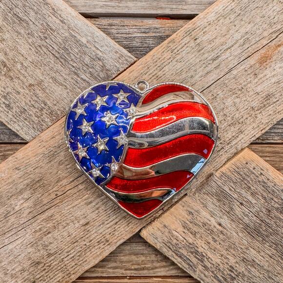 Vintage Lenox-Heart of America-Stars and Stripes Patriotic SilverPlated Ornament - Picture 8 of 8